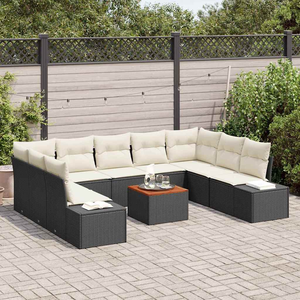 Ensemble de canapé de jardin avec stockage 10 pcs Noir et blanc - XIOS