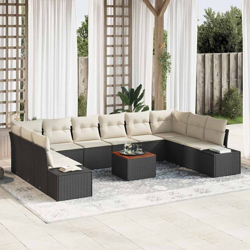 Ensemble de canapé de jardin avec stockage 11 pcs Noir et blanc - XIOS