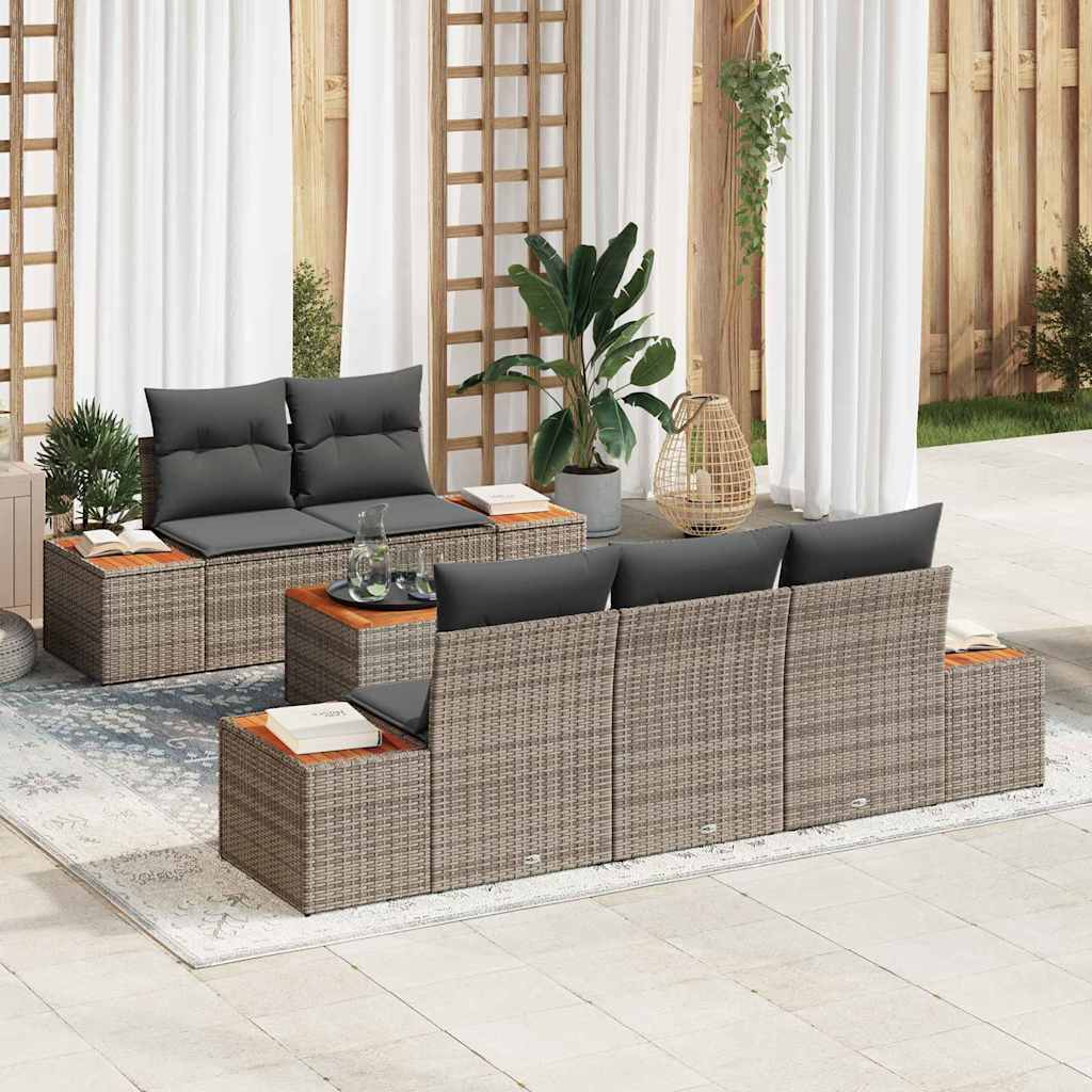 Ensemble de canapé de jardin 6 pcs Gris Poly rotin - XIOS
