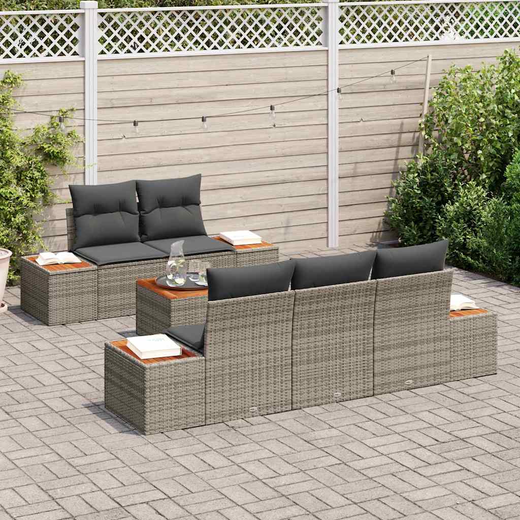 Ensemble de canapé de jardin 6 pcs Gris Poly rotin - XIOS