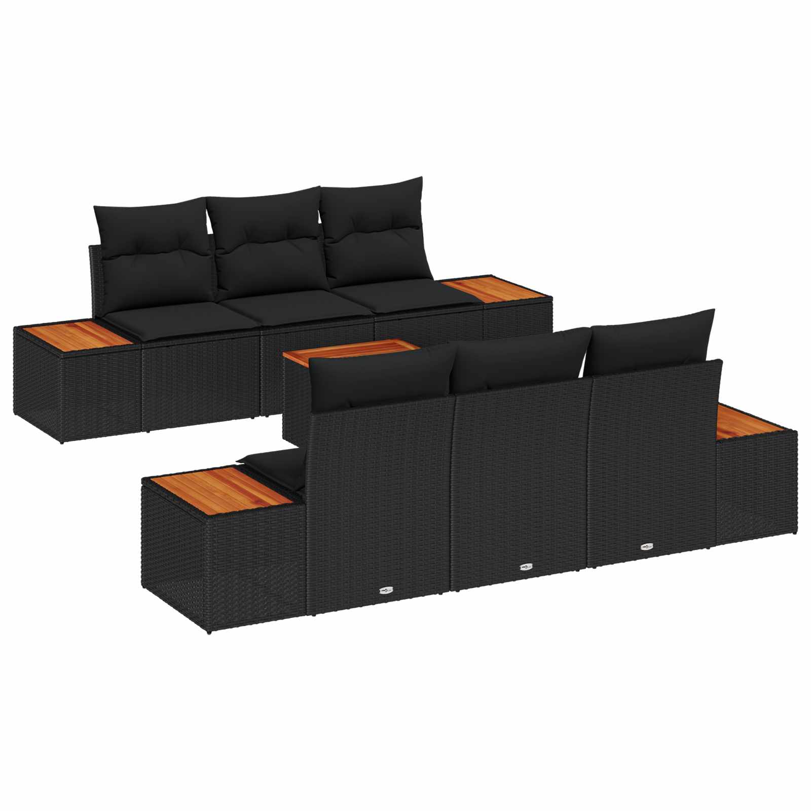 Ensemble de canapé de jardin avec coussin 7 pcs Noir Poly rotin - XIOS