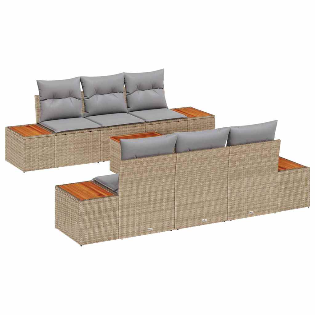 Ensemble de canapé de jardin 7 pcs Beige Poly rotin - XIOS