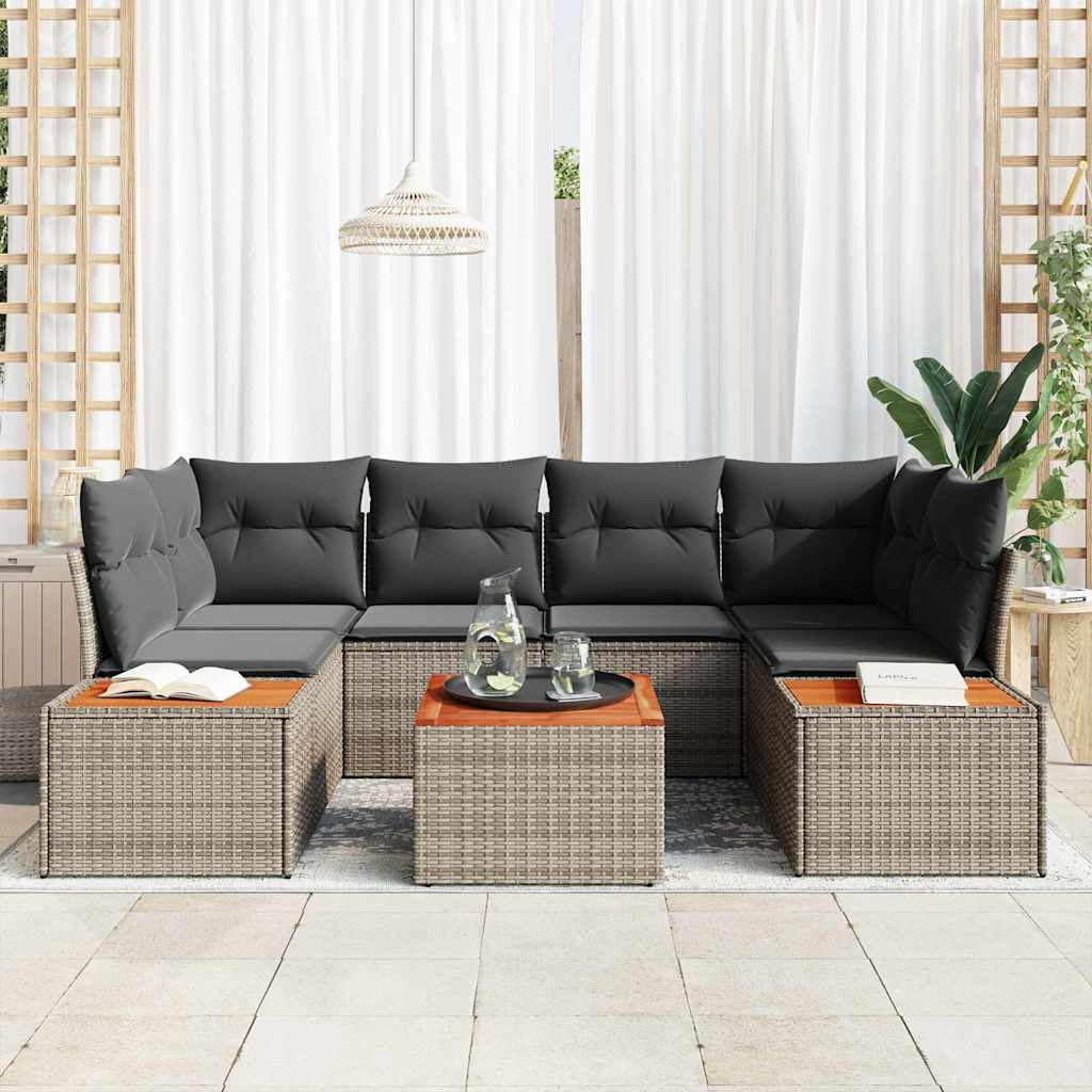 Ensemble de canapé de jardin 7 pcs Gris Poly rotin - XIOS