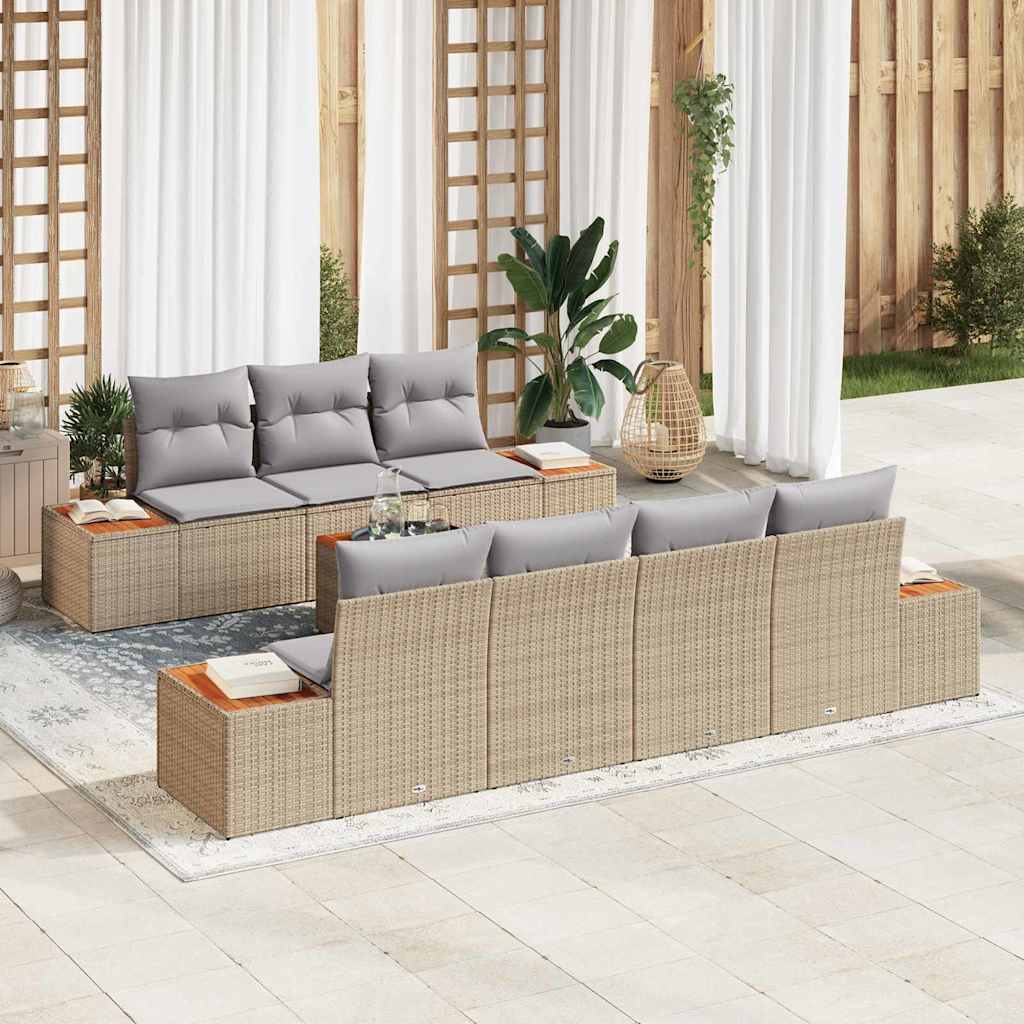 Ensemble de canapé de jardin 8 pcs Beige Poly rotin - XIOS