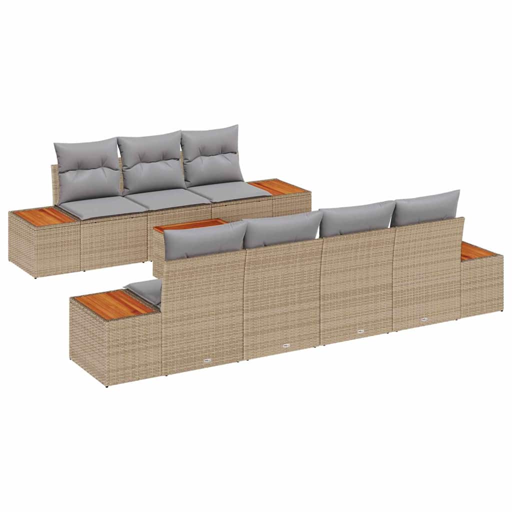 Ensemble de canapé de jardin 8 pcs Beige Poly rotin - XIOS