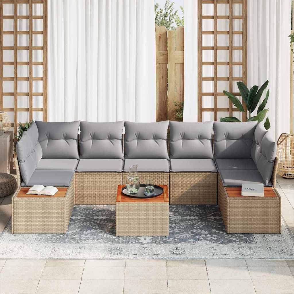 Ensemble de canapé de jardin 8 pcs Beige Poly rotin - XIOS