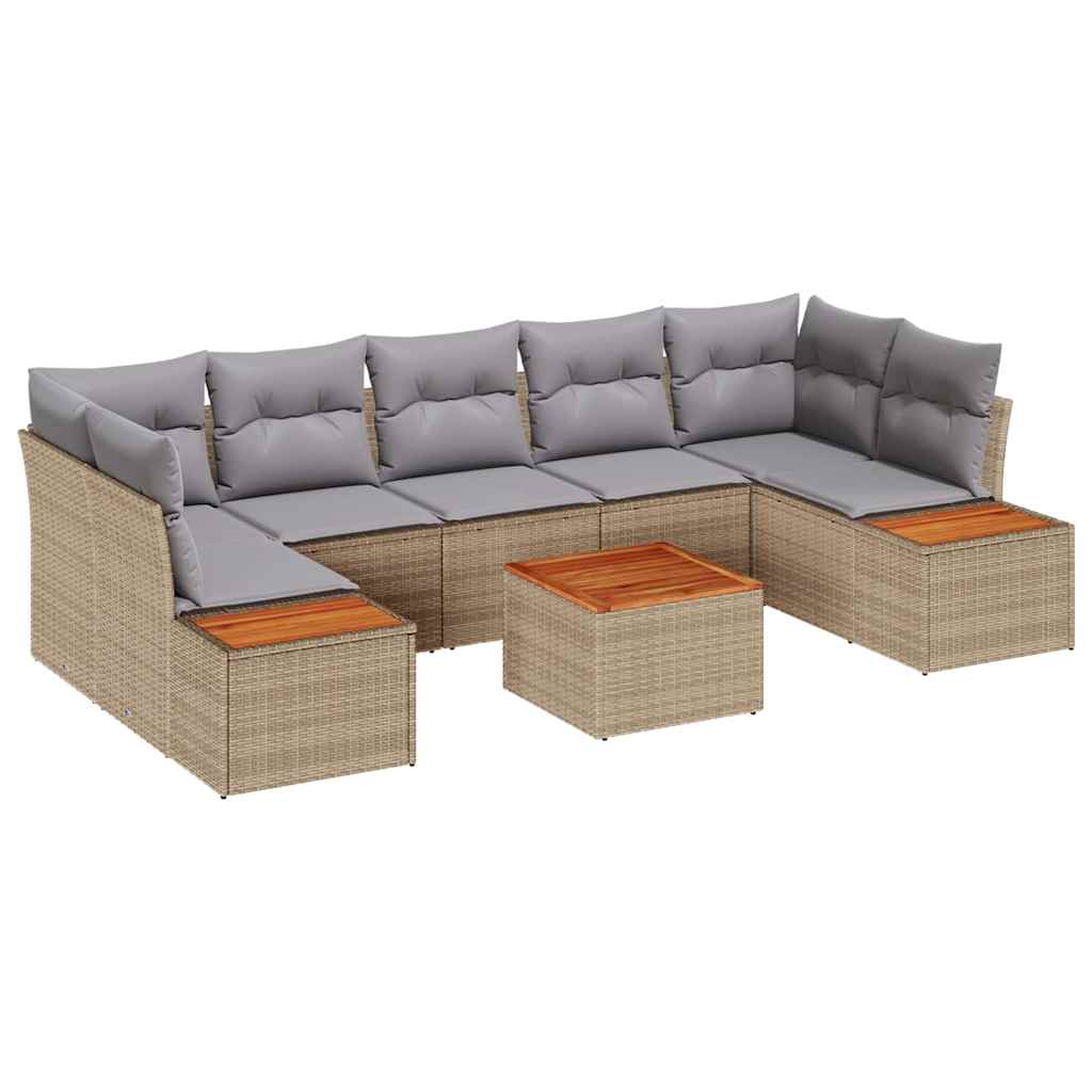 Ensemble de canapé de jardin 8 pcs Beige Poly rotin - XIOS