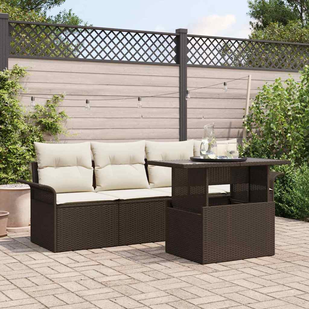 Ensemble de canapé de jardin 5 pcs Marron Poly Rattan - XIOS