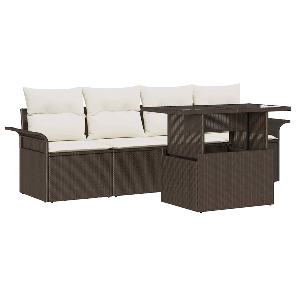 Ensemble de canapé de jardin 5 pcs Marron Poly Rattan - XIOS