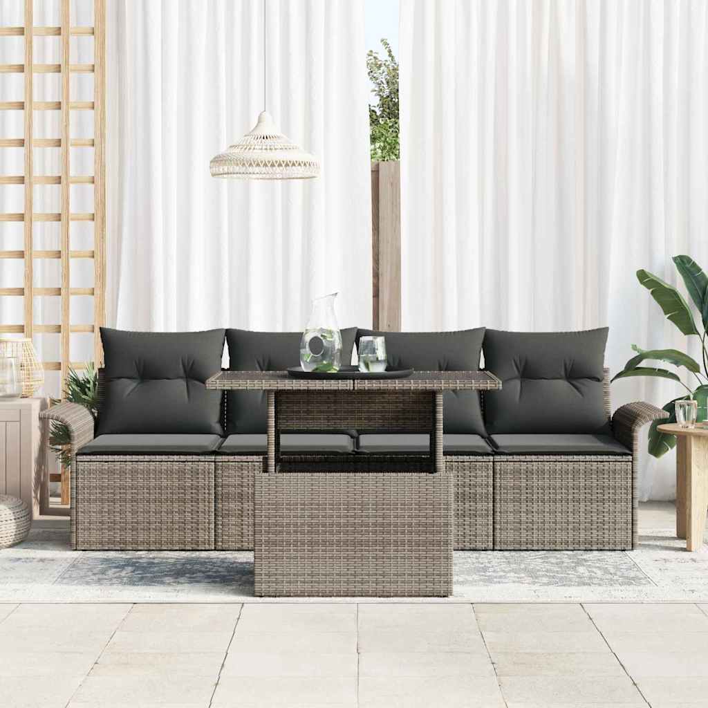 Ensemble de canapé de jardin 5 pcs Gris Poly Rattan - XIOS