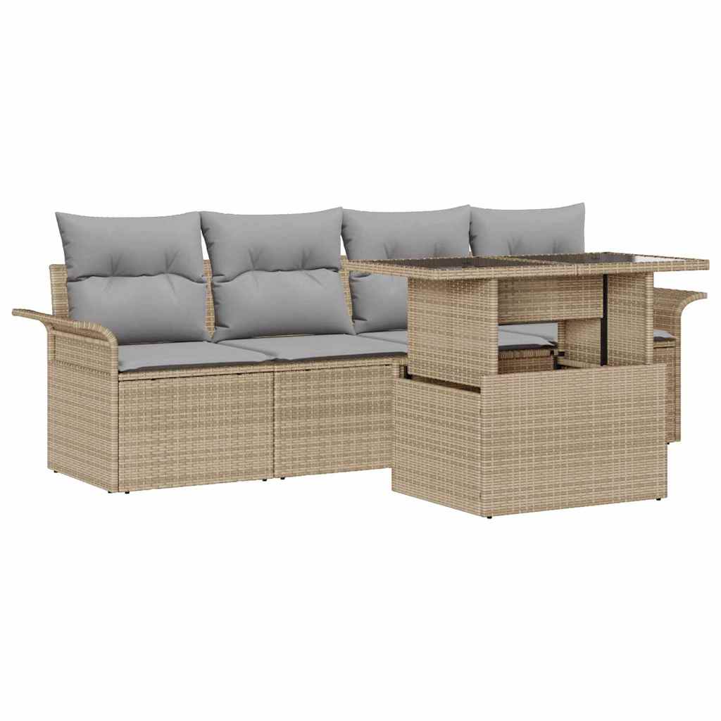 Ensemble de canapé de jardin 5 pcs Beige Poly Rattan - XIOS
