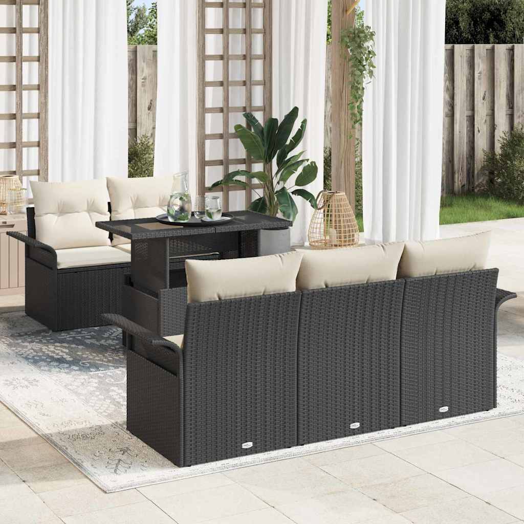 Ensemble de canapé de jardin 6 pc Noir