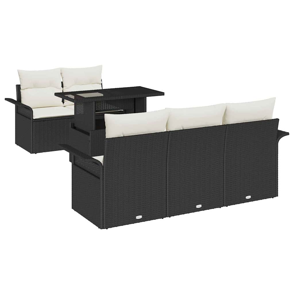 Ensemble de canapé de jardin 6 pcs Noir Poly Rattan