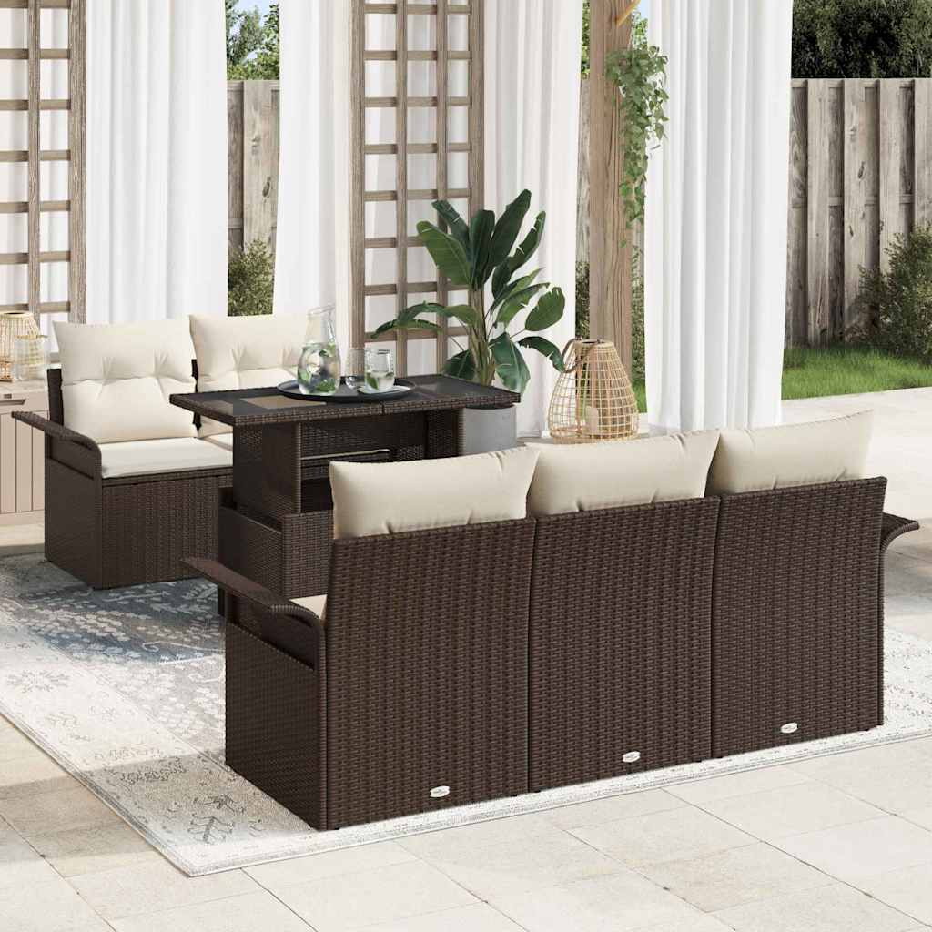 Ensemble de canapé de jardin 6 pcs Marron Poly Rattan - XIOS