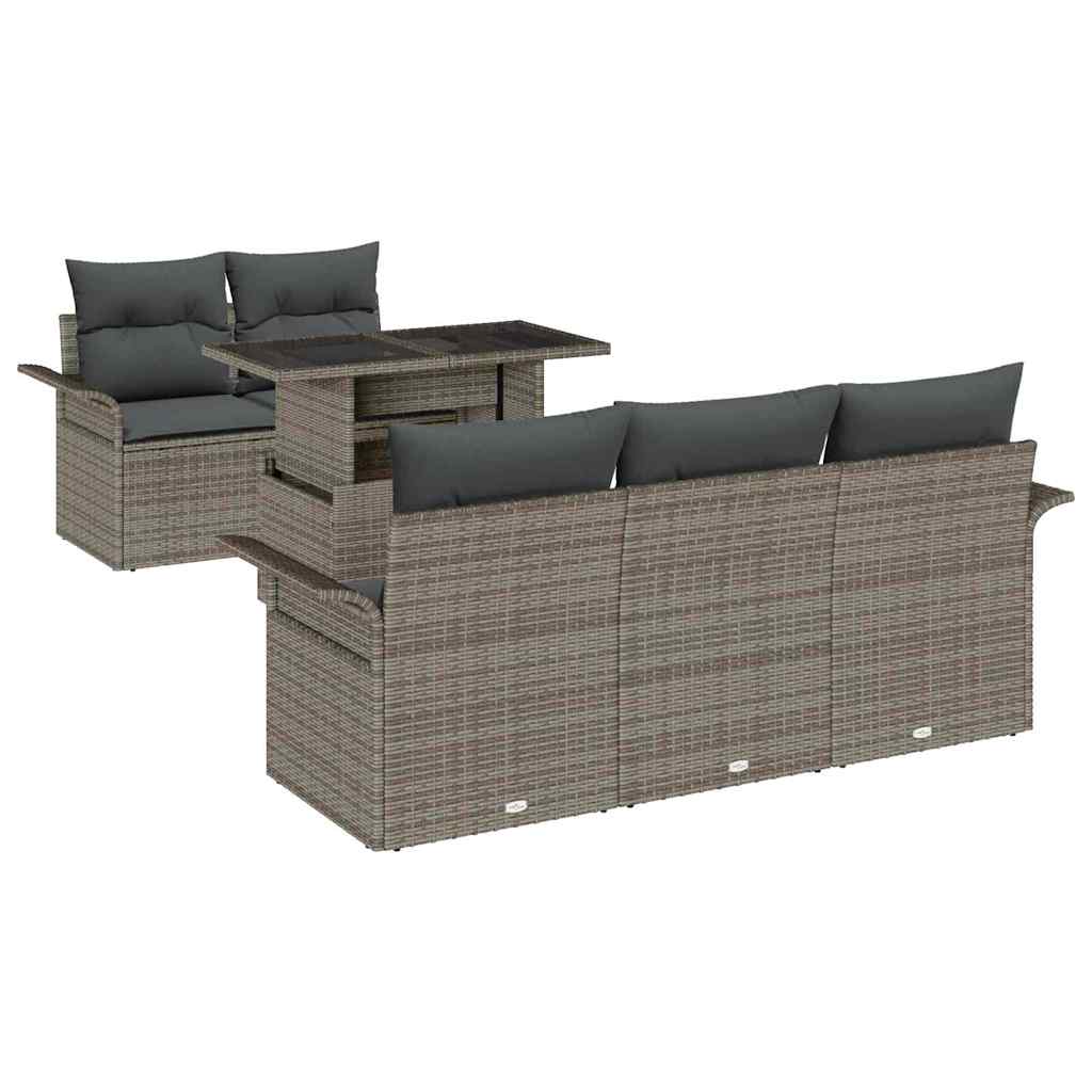 Ensemble de canapé de jardin 6 pcs Gris Poly Rattan - XIOS