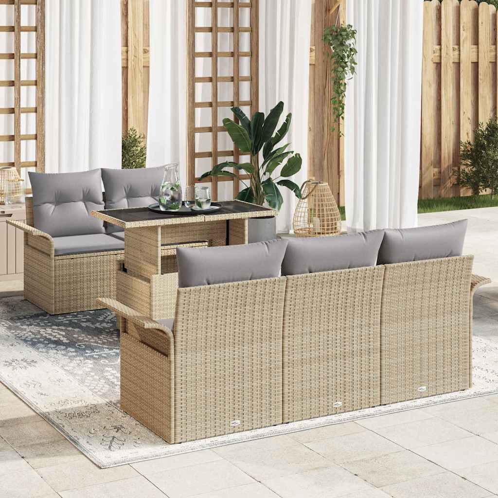 Ensemble de canapé de jardin 6 pcs Beige Poly Rattan - XIOS