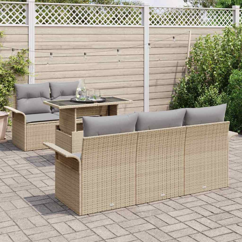 Ensemble de canapé de jardin 6 pcs Beige Poly Rattan - XIOS