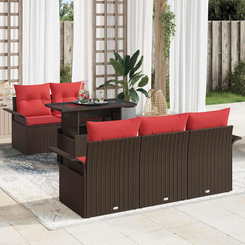 Ensemble de canapé de jardin 6 pcs Marron Poly Rattan - XIOS