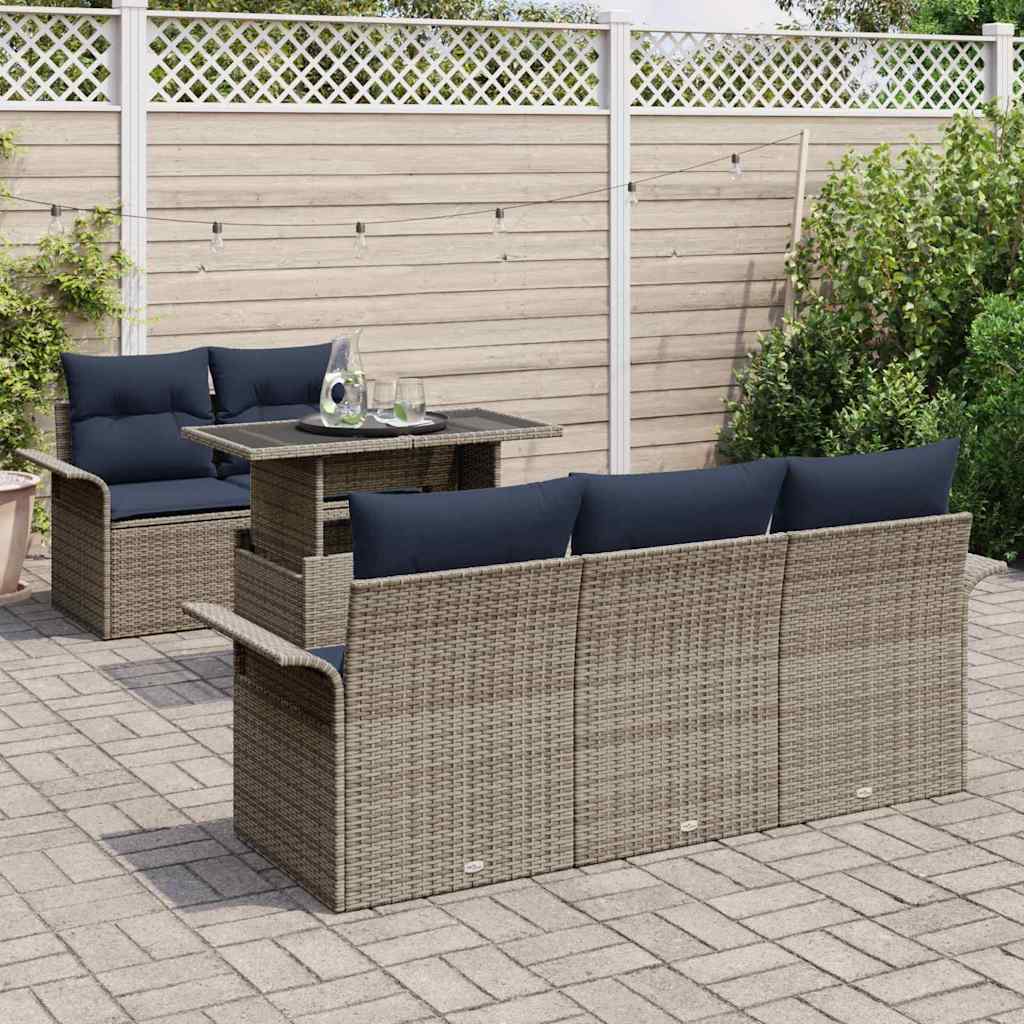 Ensemble de canapé de jardin 6 pcs Gris Poly Rattan - XIOS