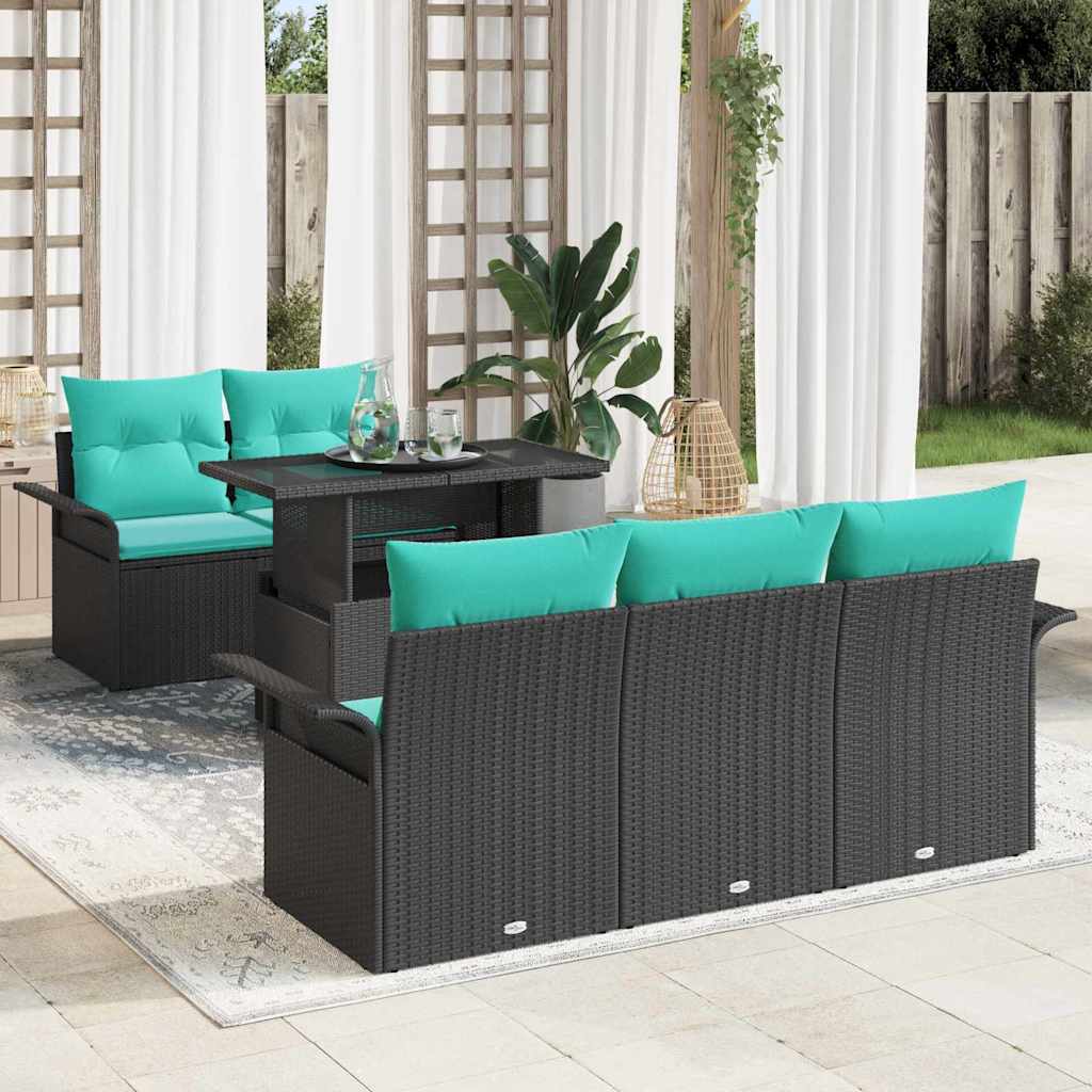 Ensemble de canapé de jardin 6 pc Noir
