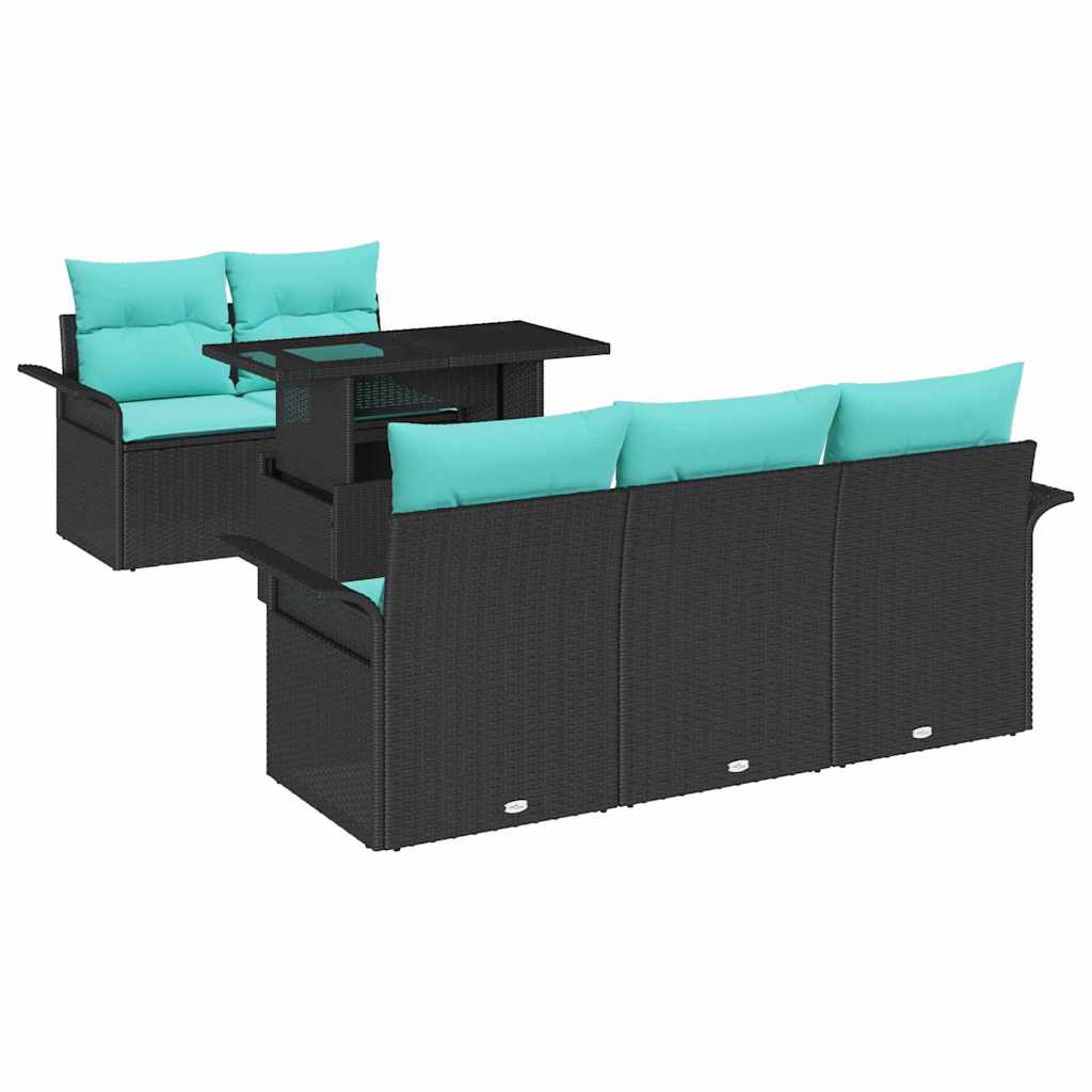 Ensemble de canapé de jardin 6 pcs Noir Poly Rattan