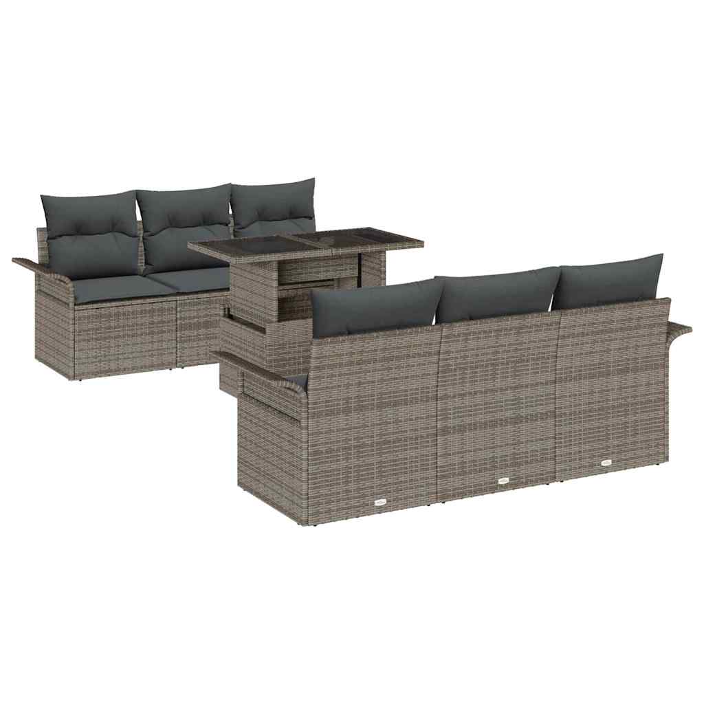 Ensemble de canapé de jardin 7 pcs Gris Poly Rattan - XIOS