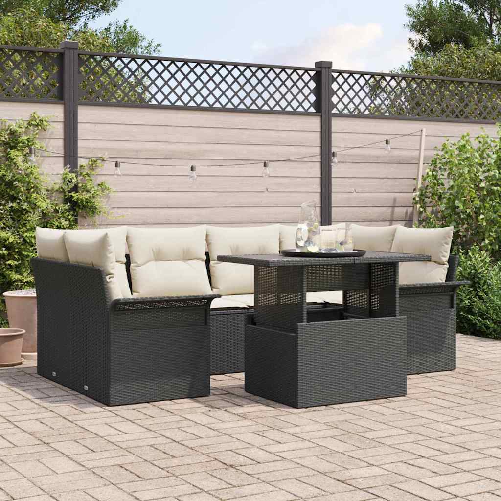Ensemble de canapé de jardin 7 pc Noir