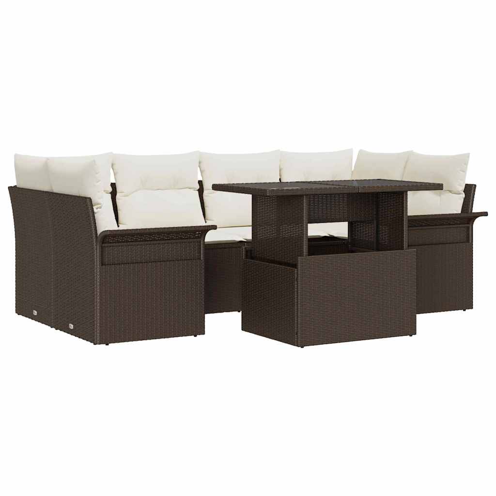 Ensemble de canapé de jardin 7 pcs Marron Poly rotin - XIOS