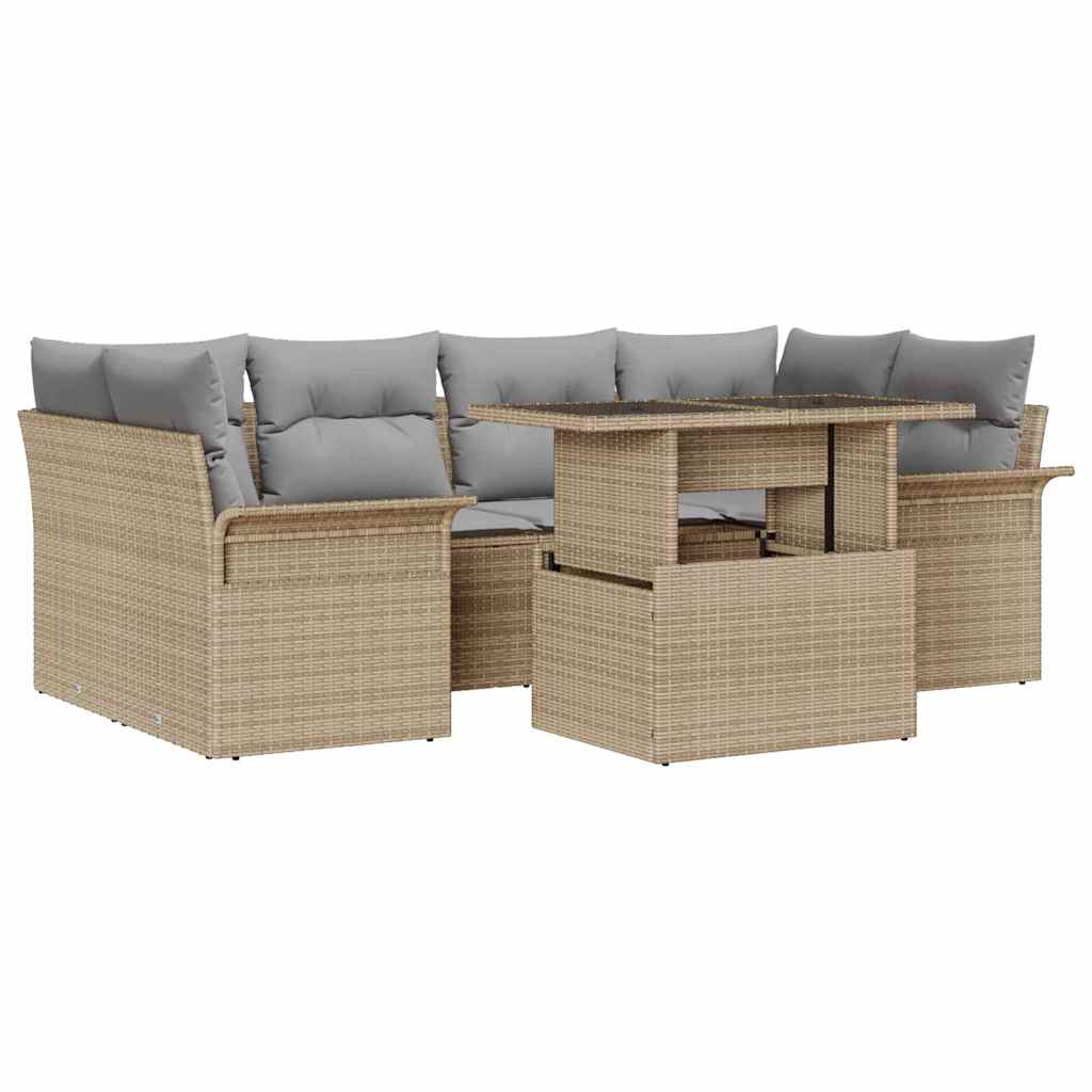 Ensemble de canapé de jardin 7 pcs Beige Poly rotin - XIOS