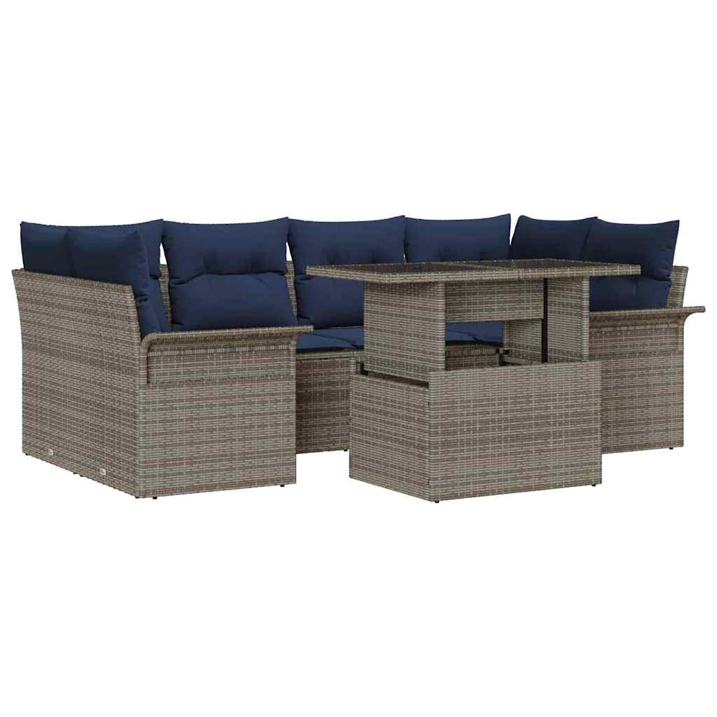 Ensemble de canapé de jardin 7 pcs Gris Poly Rattan - XIOS