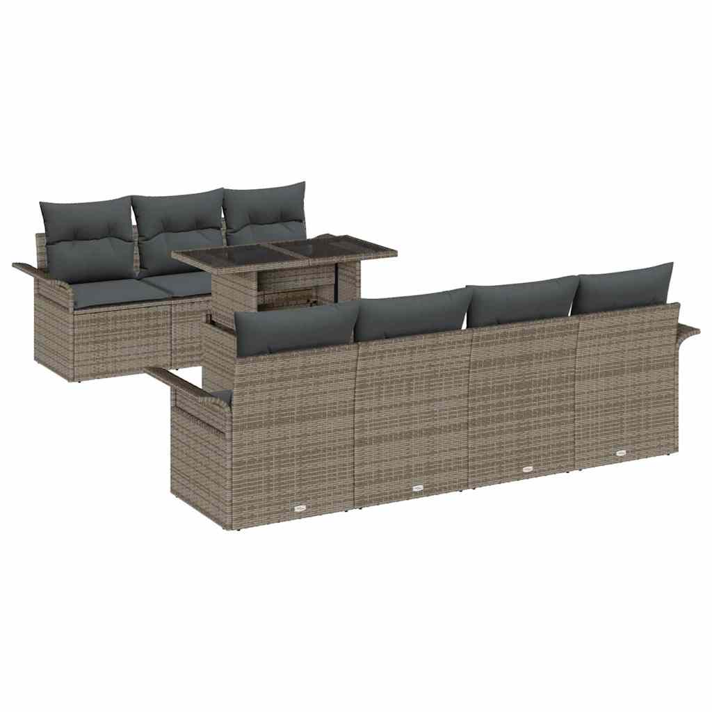Ensemble de canapé de jardin 8 pcs Gris Poly Rattan - XIOS