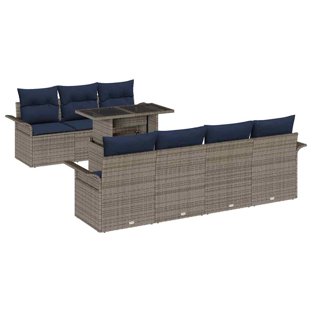 Ensemble de canapé de jardin 8 pcs Gris Poly Rattan - XIOS