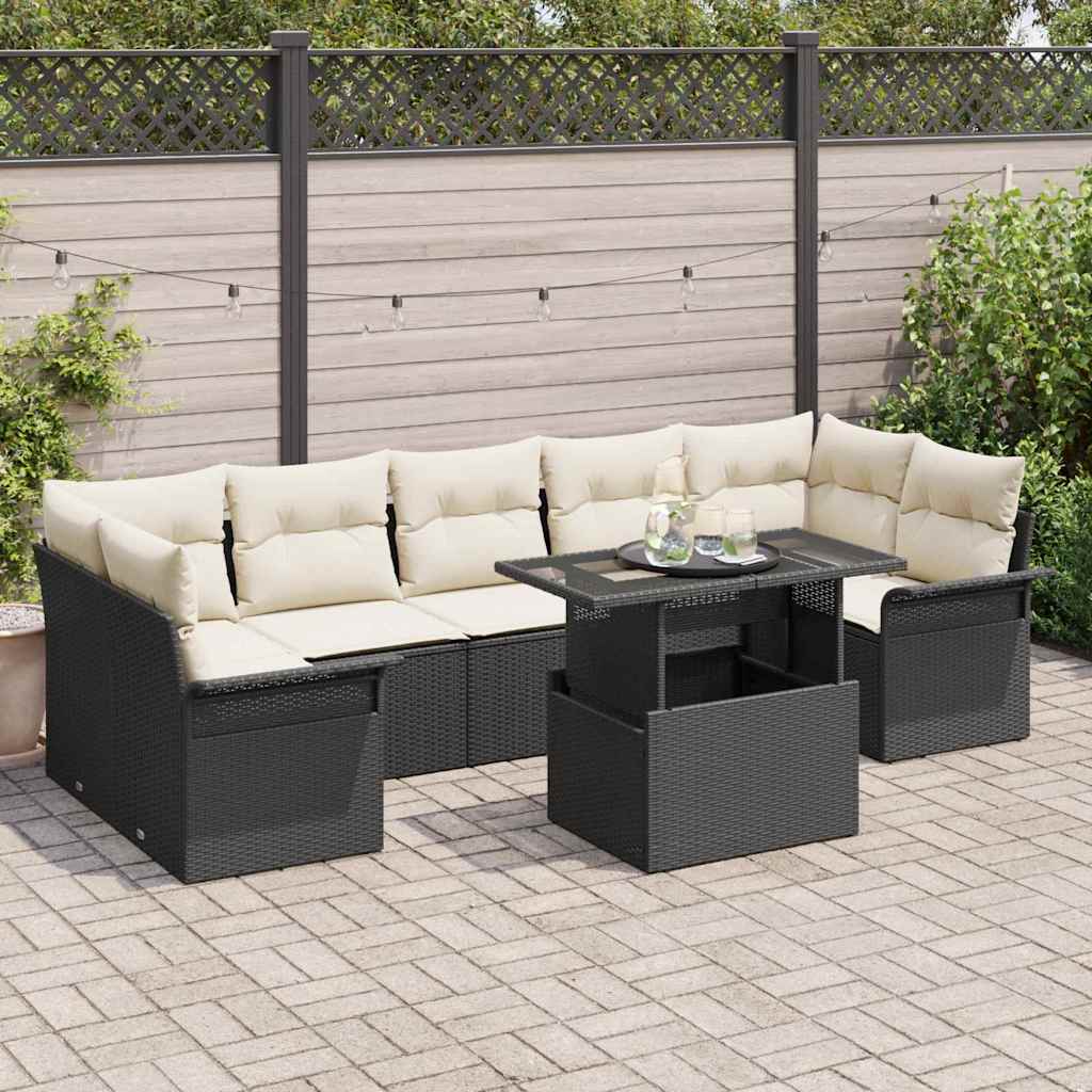Ensemble de canapé de jardin 8 pc Noir