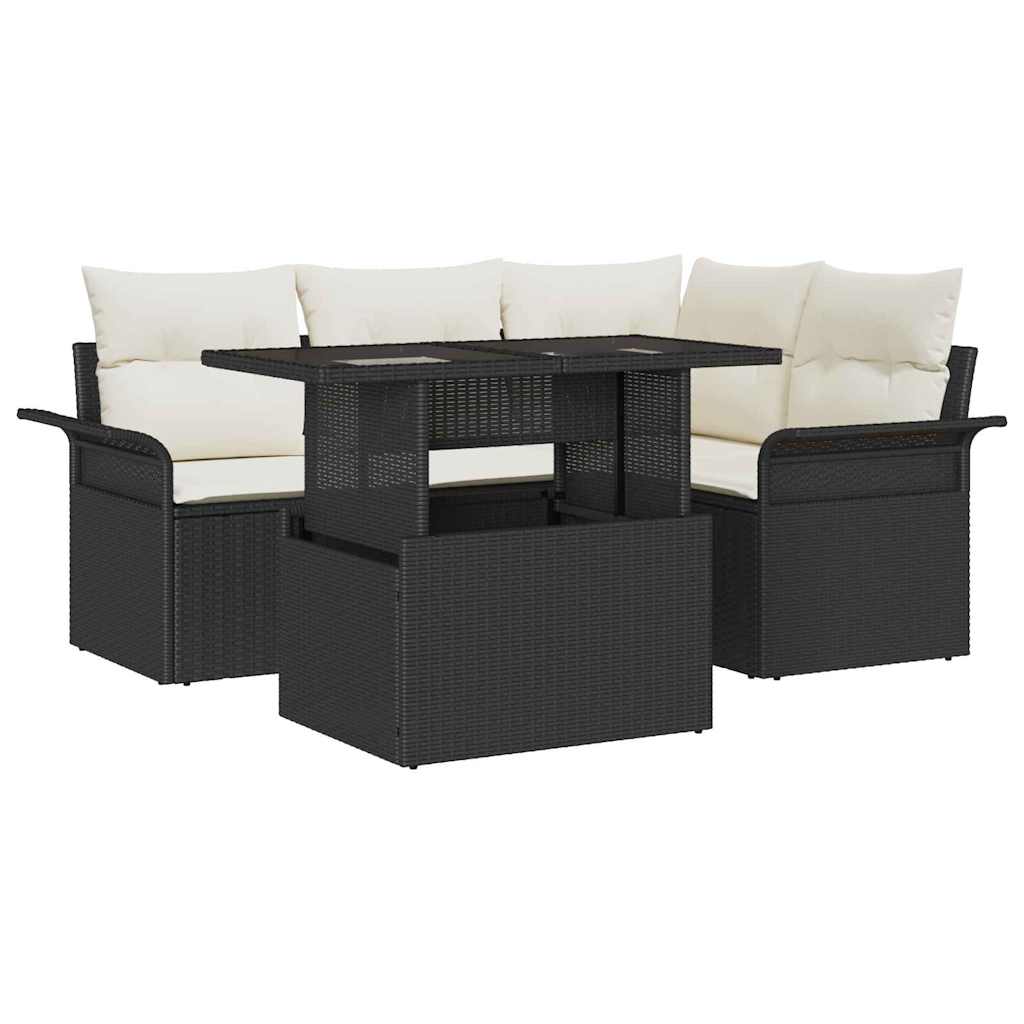 Ensemble de canapé de jardin 5 pc Noir