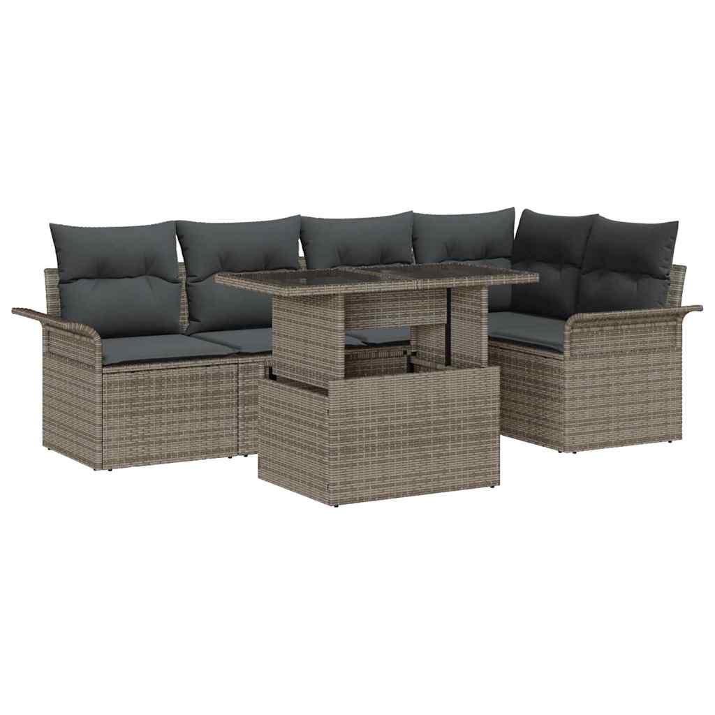 Ensemble de canapé de jardin 6 pc Gris