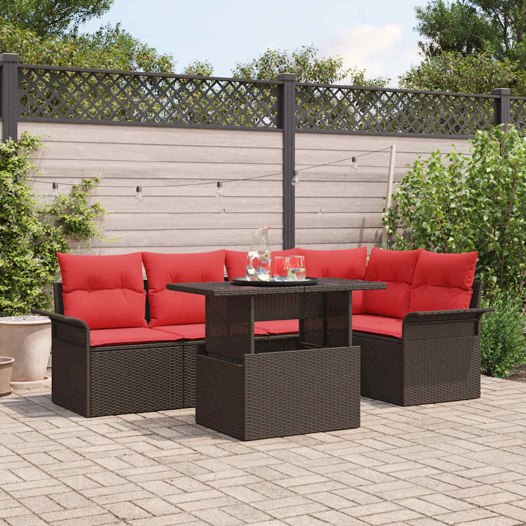 Ensemble de canapé de jardin 6 pcs Marron Poly Rattan - XIOS
