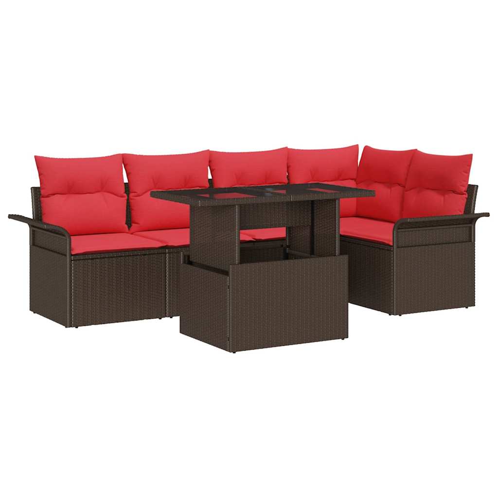 Ensemble de canapé de jardin 6 pcs Marron Poly Rattan - XIOS