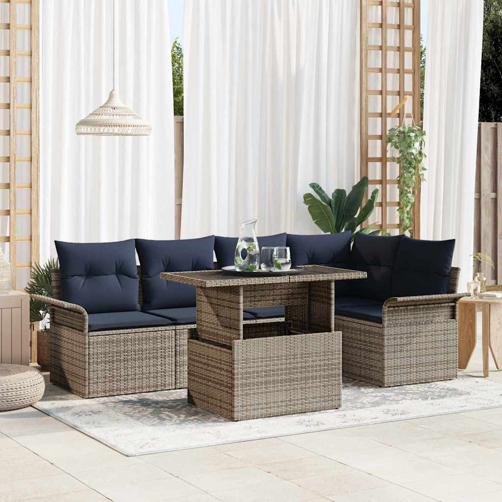 Ensemble de canapé de jardin 6 pcs Gris Poly Rattan - XIOS