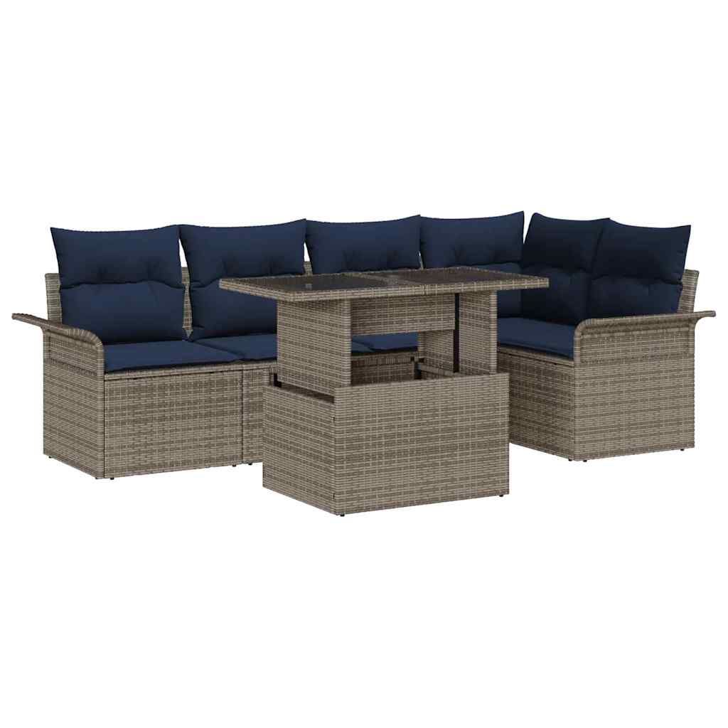 Ensemble de canapé de jardin 6 pcs Gris Poly Rattan - XIOS