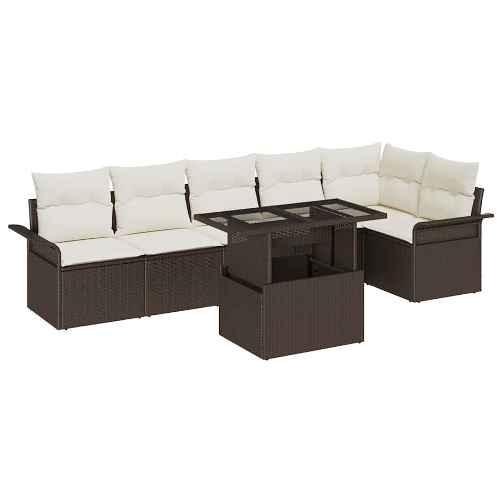 Ensemble de canapé de jardin 7 pcs Marron Poly rotin - XIOS