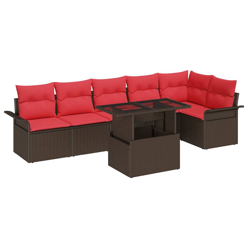 Ensemble de canapé de jardin 7 pcs Marron Poly rotin - XIOS