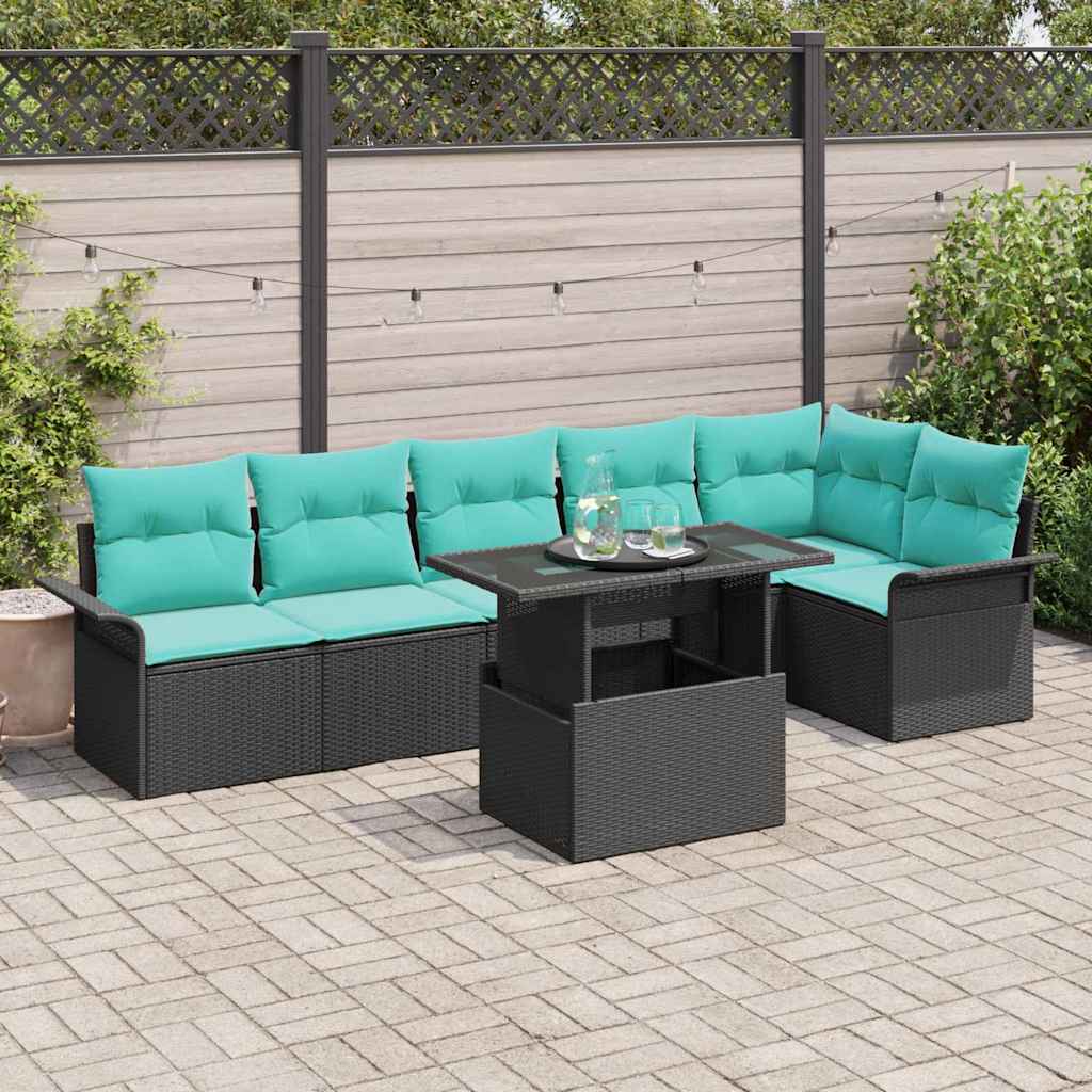 Ensemble de canapé de jardin 7 pc Noir