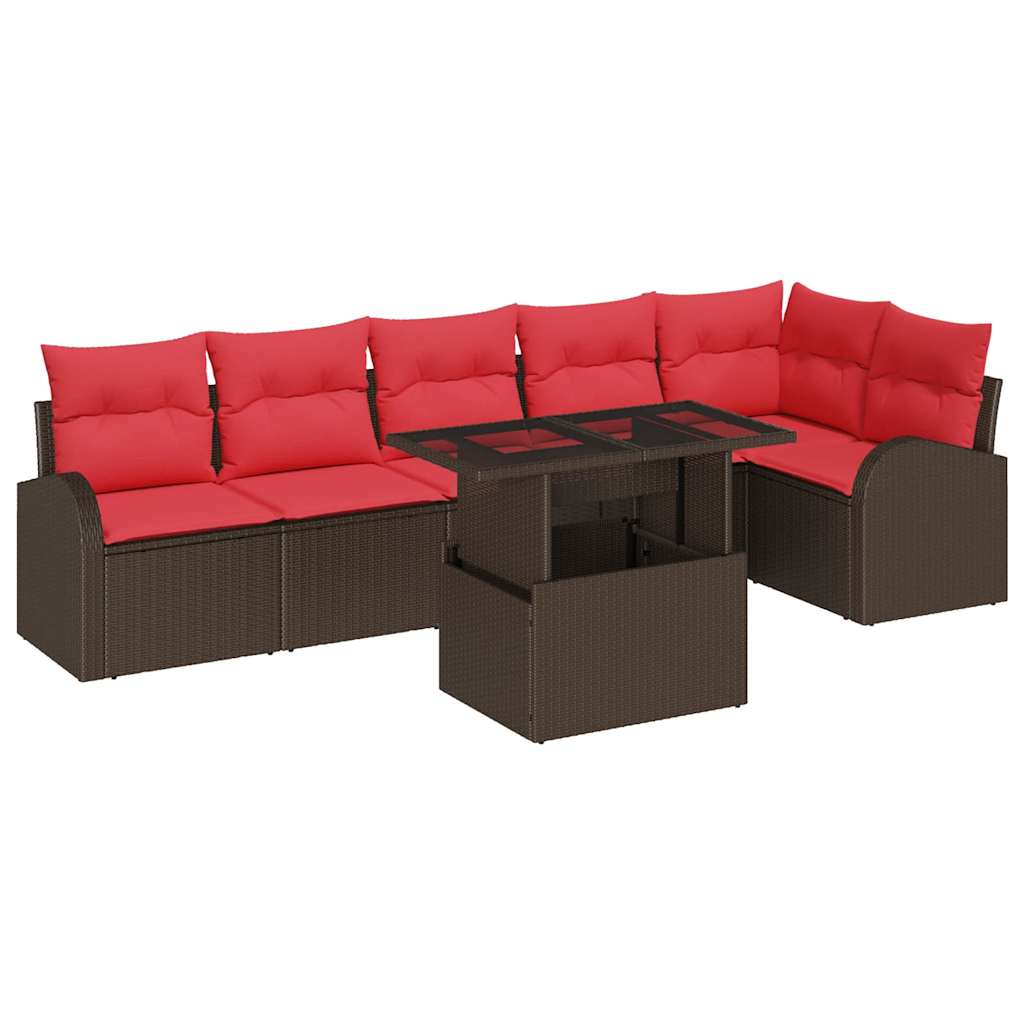Ensemble de canapé de jardin 7 pcs Marron Poly rotin - XIOS