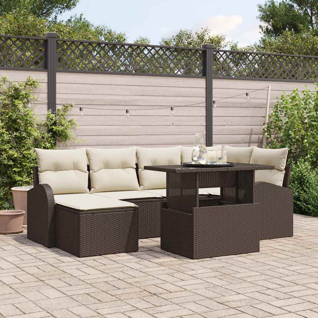 Ensemble de canapé de jardin 7 pcs Marron Poly rotin - XIOS