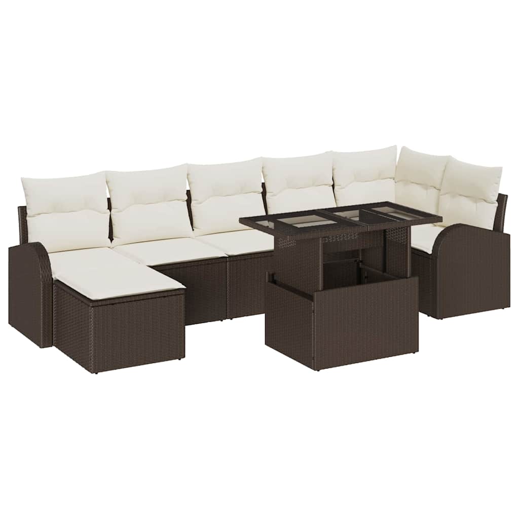 Ensemble de canapé de jardin 8 pcs Marron Poly rotin - XIOS