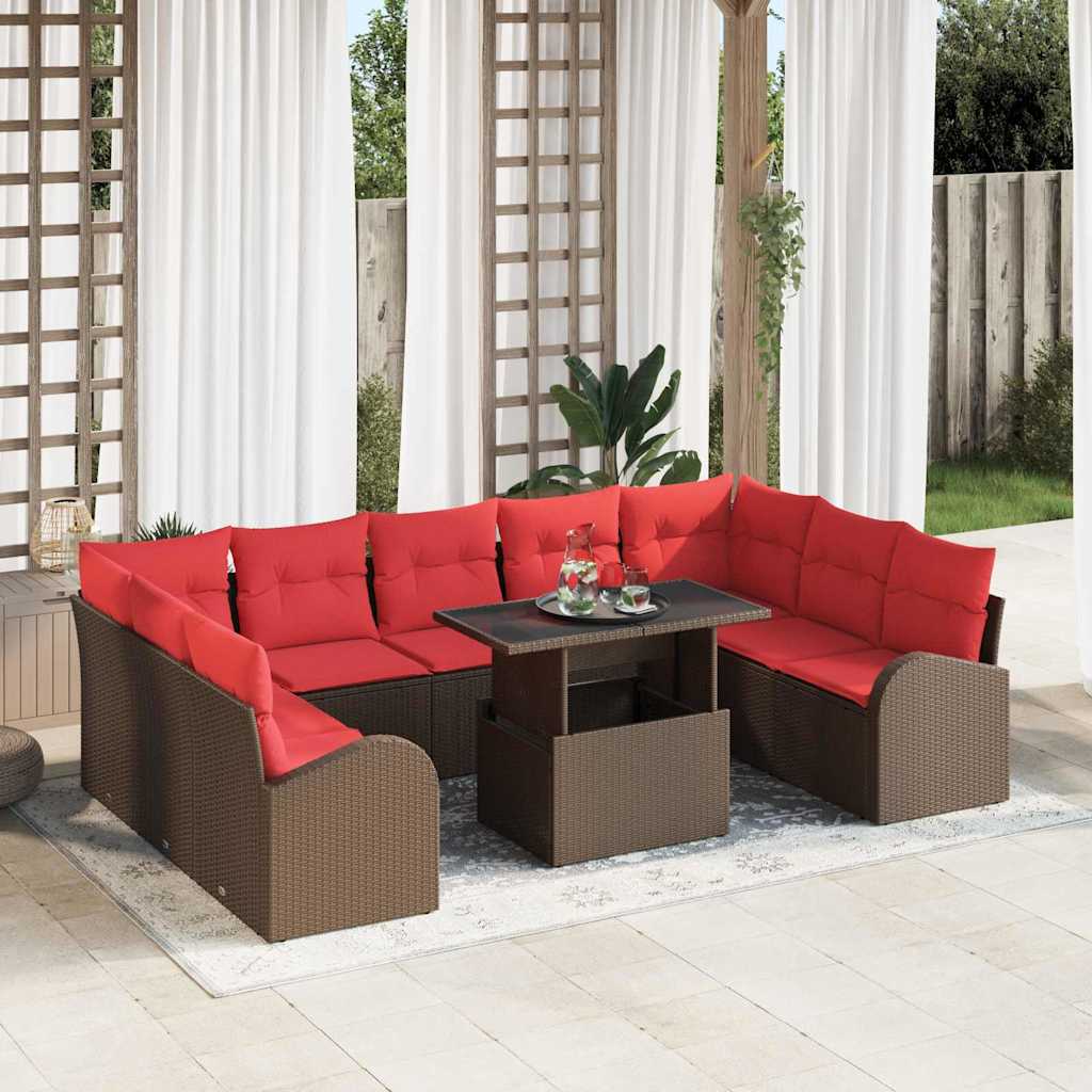Ensemble de canapé de jardin 10 pcs Marron Poly rotin - XIOS