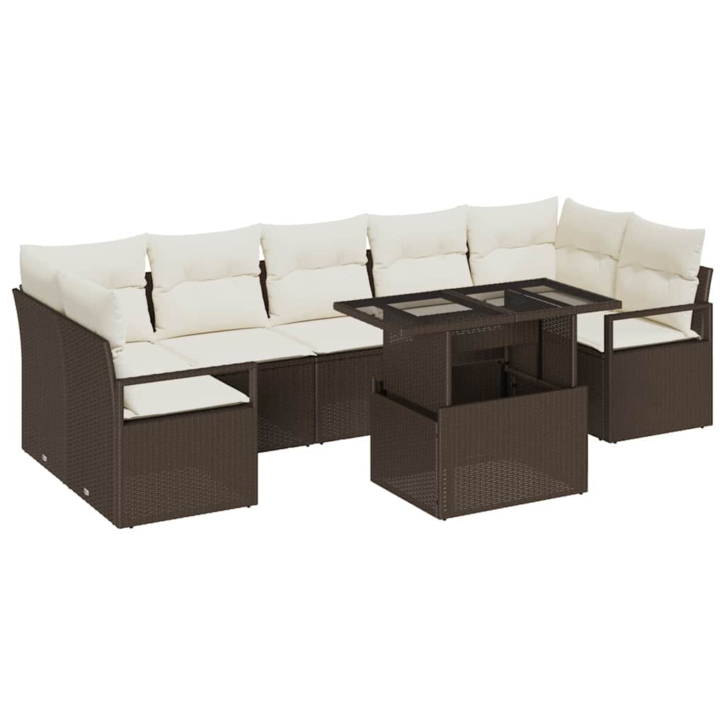 Ensemble de canapé de jardin 8 pcs Marron Poly rotin - XIOS