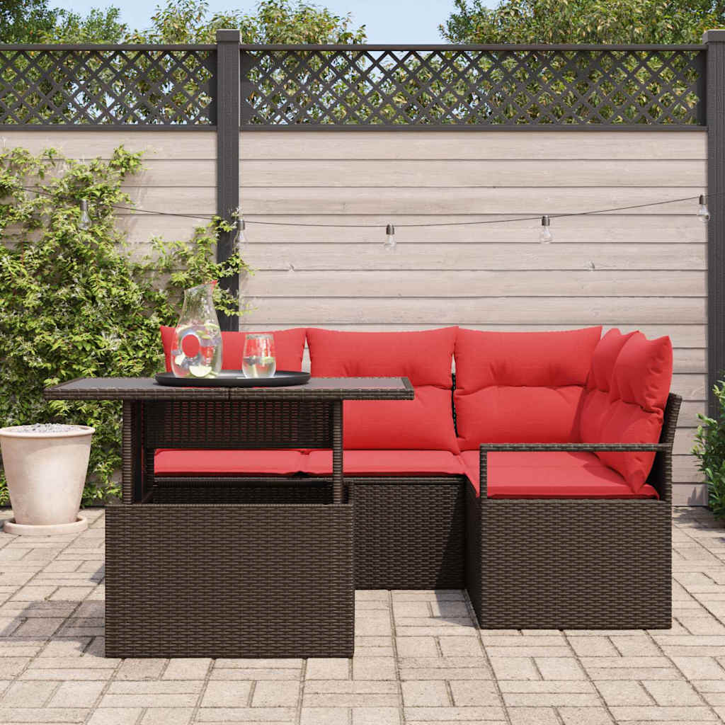 Ensemble de canapé de jardin 5 pc Marron Poly rotin