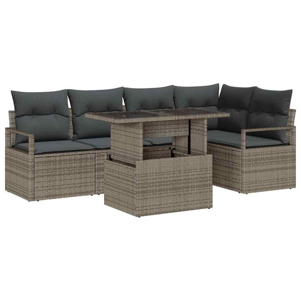 Ensemble de canapé de jardin 6 pc Gris Poly rotin