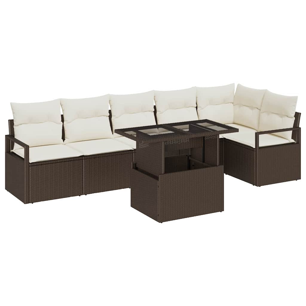 Ensemble de canapé de jardin 7 pcs Marron Poly rotin - XIOS